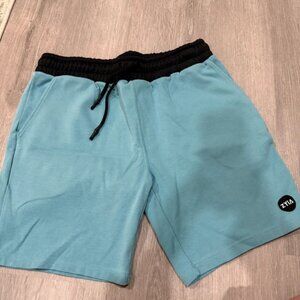 ZYIA Blue Athletic Shorts with Black Waistband and Adjustable Drawstring